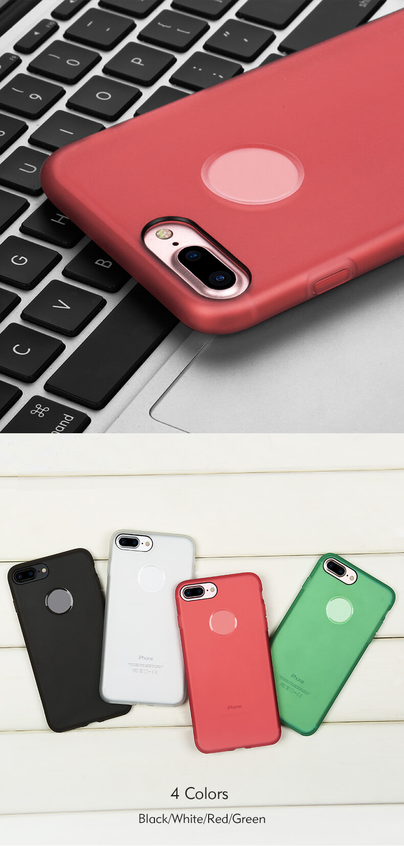 Red iPhone7 Plus Case Benks Magic Skin 1.5mm Shock Resistant TPU Case Back Cover