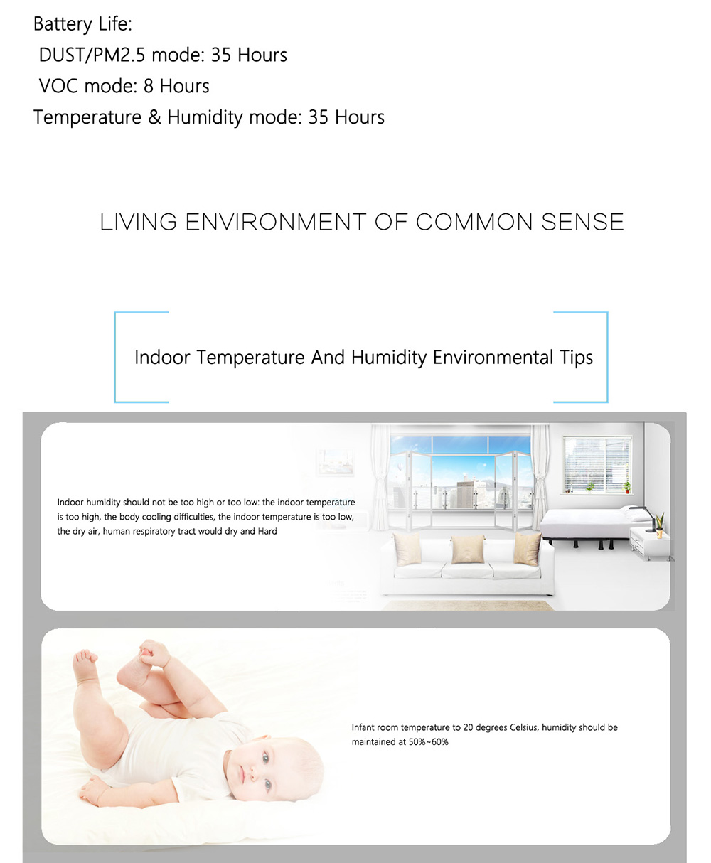 BSIDE EET100 Air Quality Monitoring Tester VOC Formaldehyde PM2.5 Temperature Humidity Detector