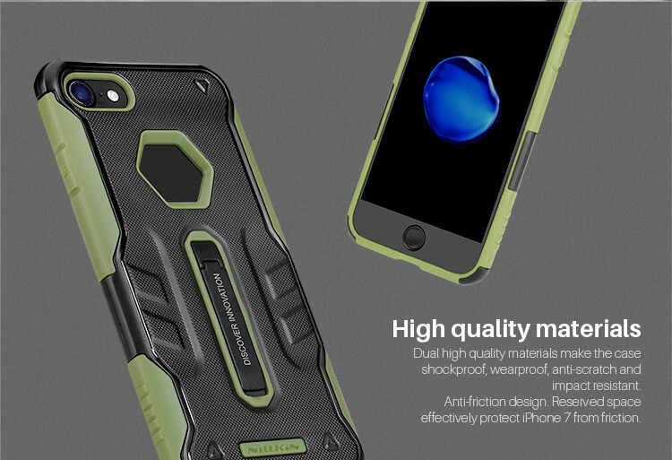 Black iPhone7 TPU Case Nillkin Defendor 4 Bracket Holder Shockproof Back Cover