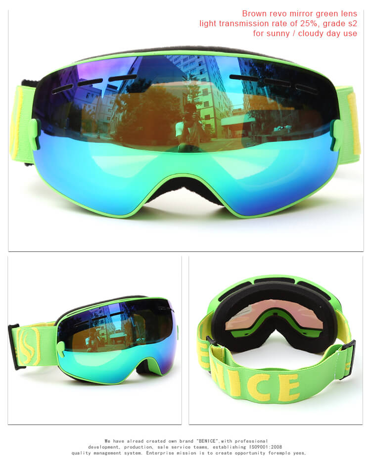 BENICE 3107 Ski Goggles Double Lens Anti-fog Windproof UV400 Adult Eyewear Winter Outdoor Sports Protective Glasses - Silver