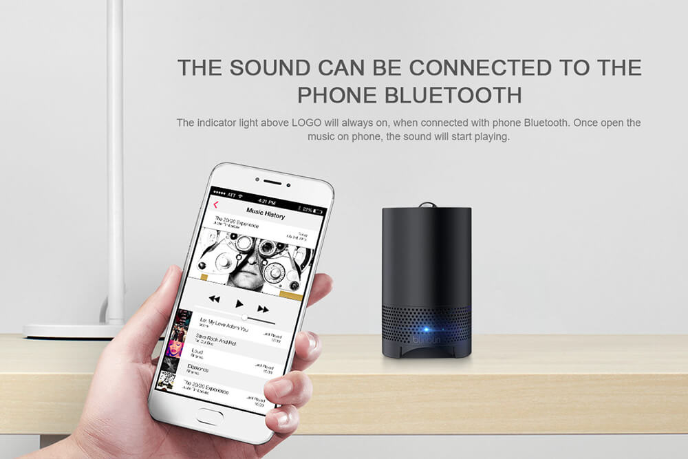 Blinblin Major I Pulse Laser Light Portable Wireless Bluetooth Speaker with Blue Atmosphere LED Light - White