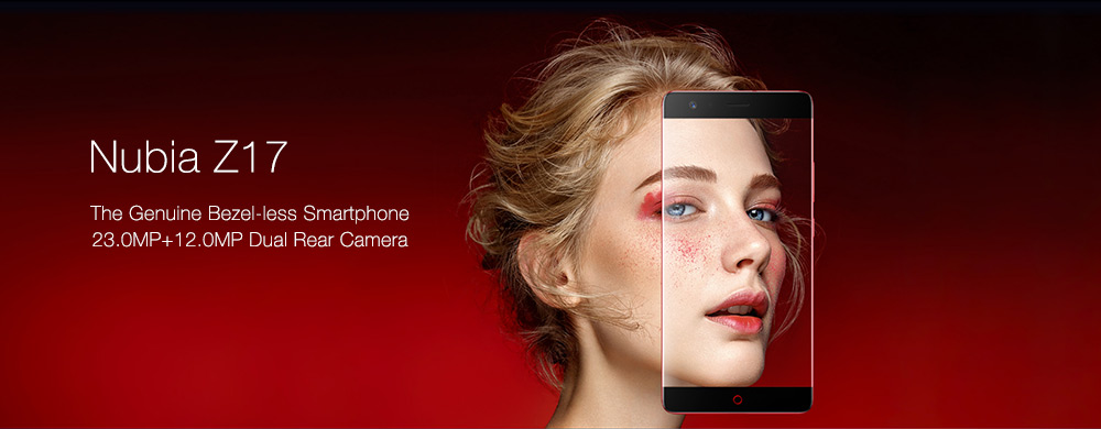 ZTE Nubia Z17 5.5 Inch 4G LTE Smartphone 6GB 64GB Dual Rear Cam 12.0MP+23.0MP Snapdragon 835 Octa Core Android 7.1 NFC Fast Charge QC4+ Bass Sound - Black