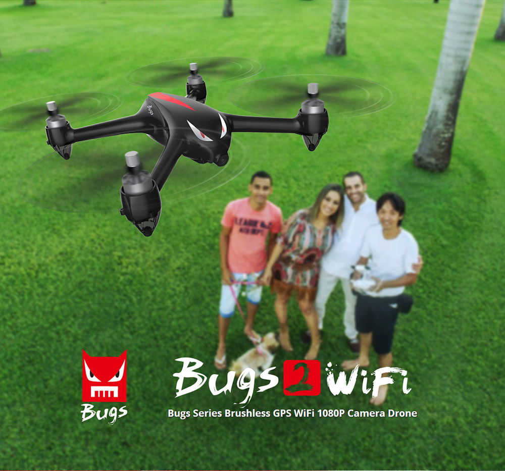 MJX Bugs 2 B2W WIFI FPV Brushless With HD 1080P Camera GPS RC Quadcopter RTF - Bright Black