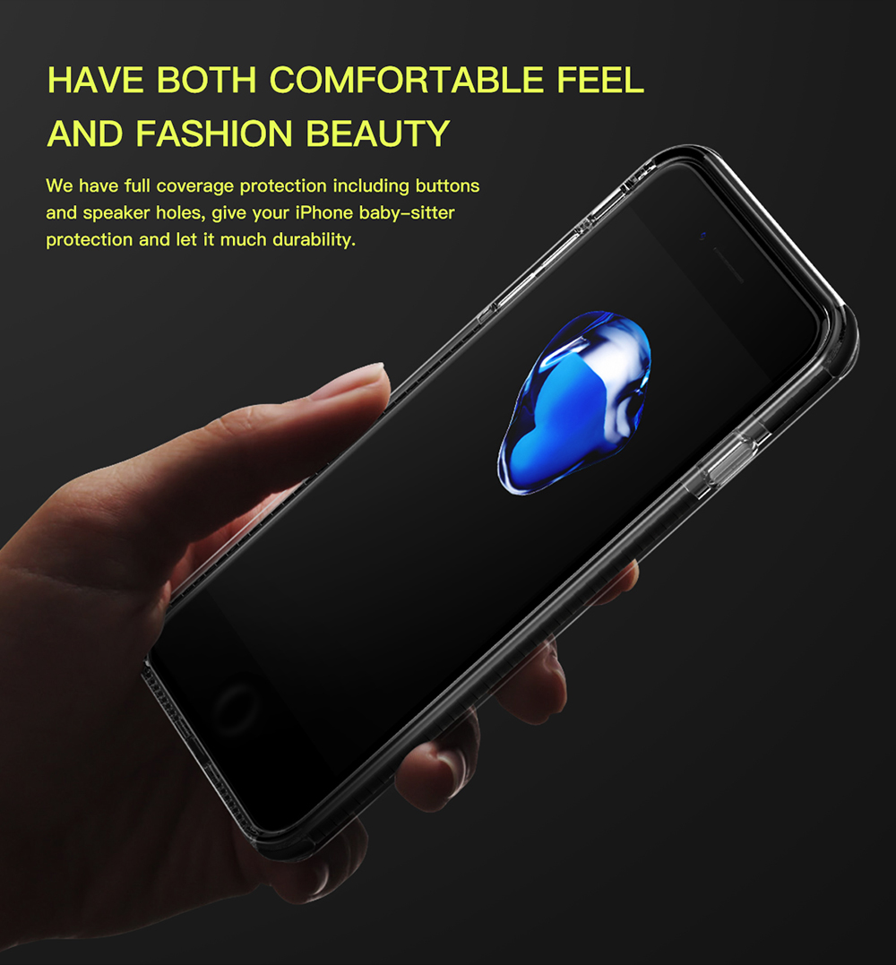 Baseus Armor Case Protection Case Clear Back Cover for iPhone 7 - Red