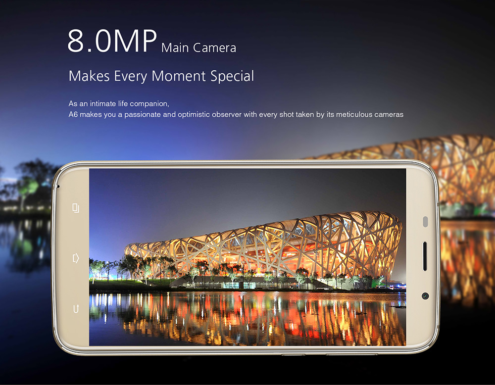 UHANS A6 5.5 Inch HD Screen Smartphone 2GB 16GB 8.0MP Cam MT6580 Android 7.0 Touch ID 4150mAh Battery - Black