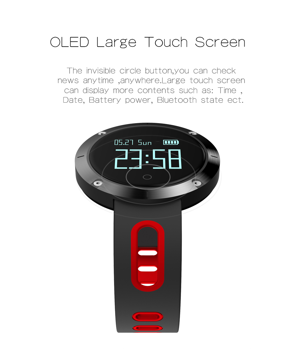 Makibes DM58 Smart Watch Bluetooth Heart Rate Blood Pressure Monitor Health Tracker IP68 Water Resistant Compatible with iOS Android - Black