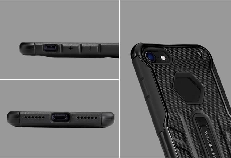 Black iPhone7 TPU Case Nillkin Defendor 4 Bracket Holder Shockproof Back Cover