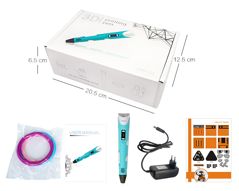DIY Smart 3D Printing Pen 1.75mm ABS/PLA Free Filament Creative Gift for Kids Design Painting - Purple
