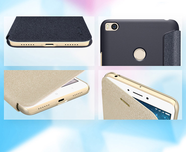 Black Xiaomi Mi Max 2 Leather Case Nillkin Sparkle PU Case Protective Back Cover