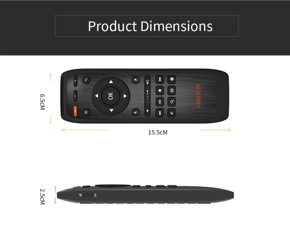 Viboton KB - 91S English Version 2.4GHz Handle Air Mouse Wireless Keyboard - Black