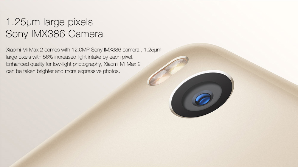 Xiaomi Mi Max 2 6.44 Inch 5300mAh Smartphone FHD 4GB 64GB Snapdragon 625 Octa Core 12.0MP Cam Android 7.1 Metal Body QC3.0 IR Remote Control - Gold