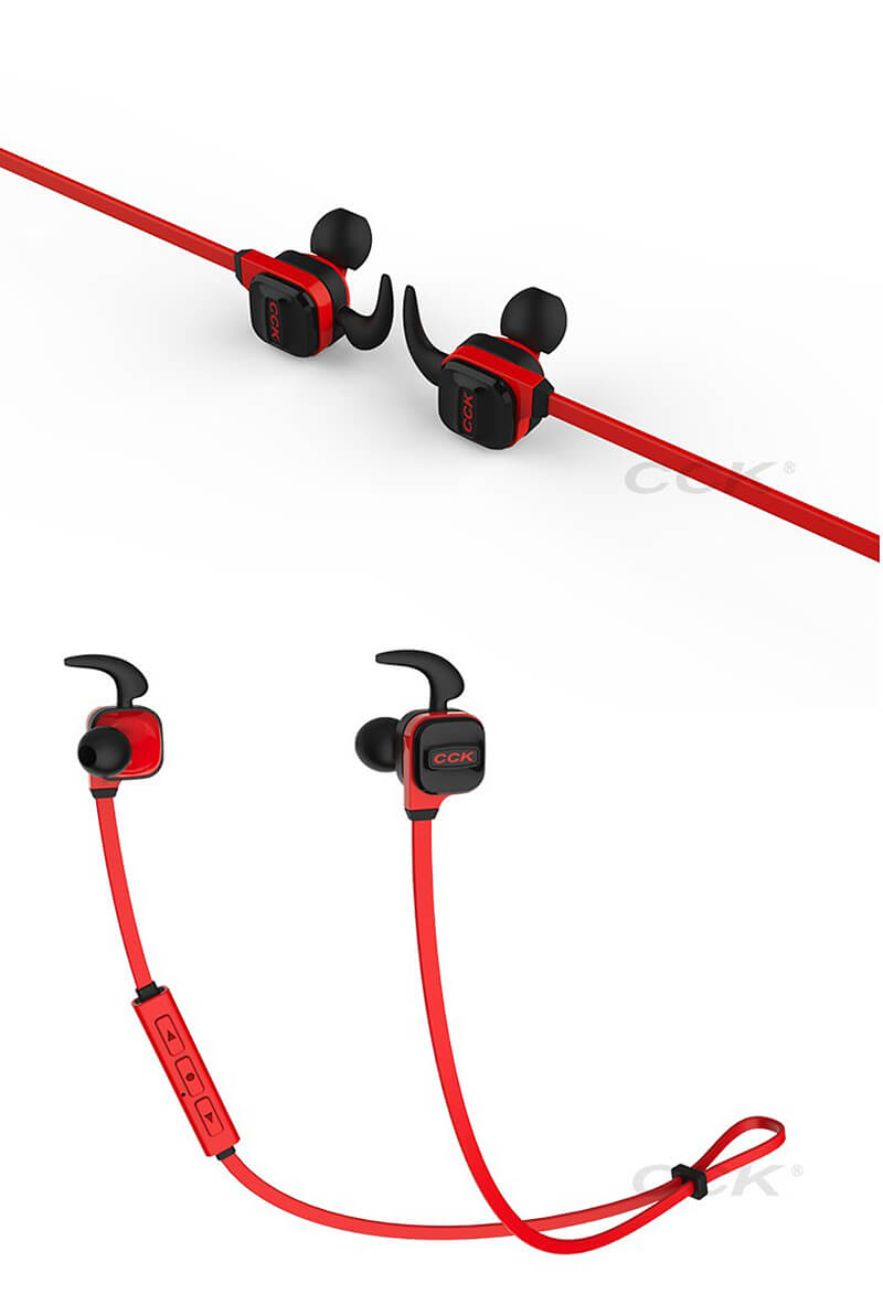 CCK KS Wireless Bluetooth V4.1 Stereo Headphone Sport Sweatproof In-ear Earphone with Mic - Red