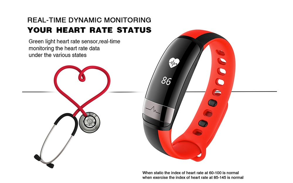 LYNWO M6 Smart Wrist Band Bluetooth Heart Rate Blood Pressure Monitor Health Tracker IP67 Water Resistant with iOS Android - Red