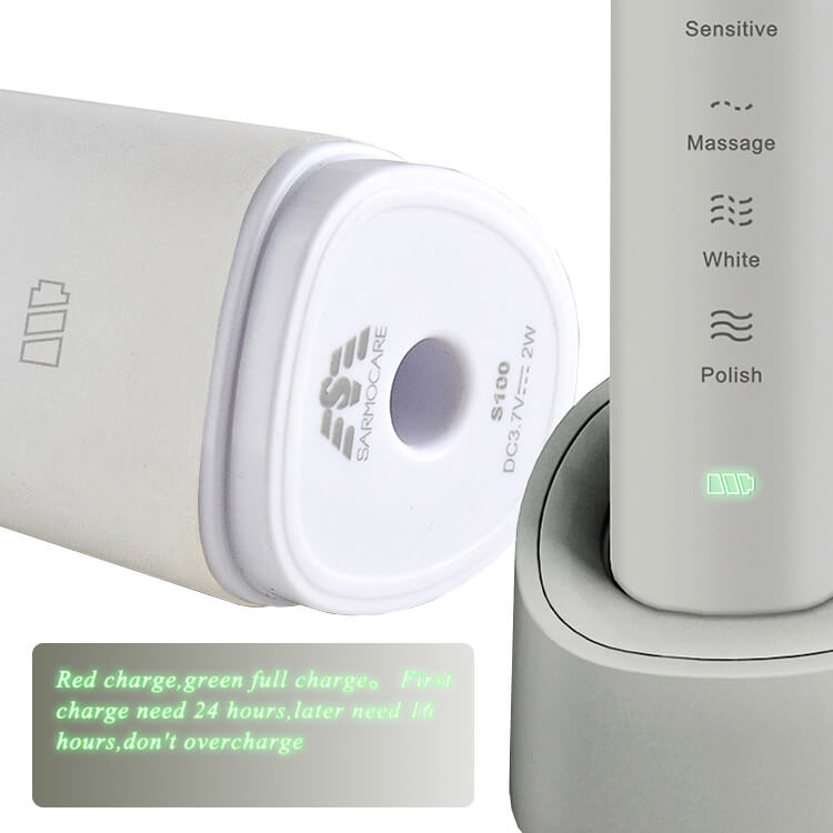 SARMOCARE S100 Ultrasonic Electric Toothbrush 5 Models Wireless Rechargeable IPX7 Waterproof LED Indicator -White