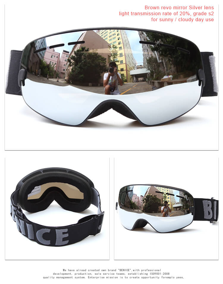 BENICE 3104 Ski Goggles Double Lens Anti-fog Windproof UV400 Adult Eyewear Winter Outdoor Sports Protective Glasses - Red