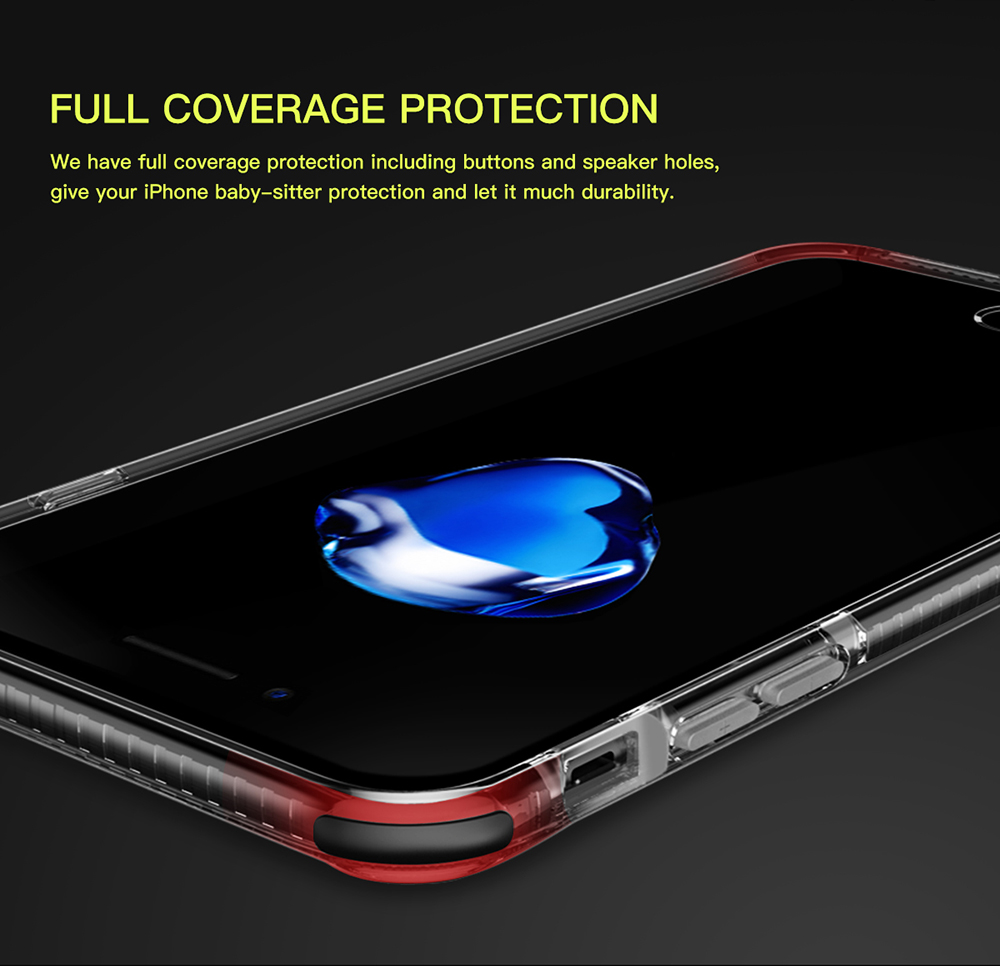 Baseus Armor Case Protection Case Clear Back Cover for iPhone 7 - Red