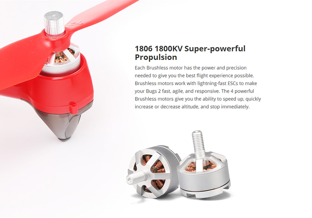 MJX Bugs 2 B2W WIFI FPV Brushless With HD 1080P Camera GPS RC Quadcopter RTF - Red