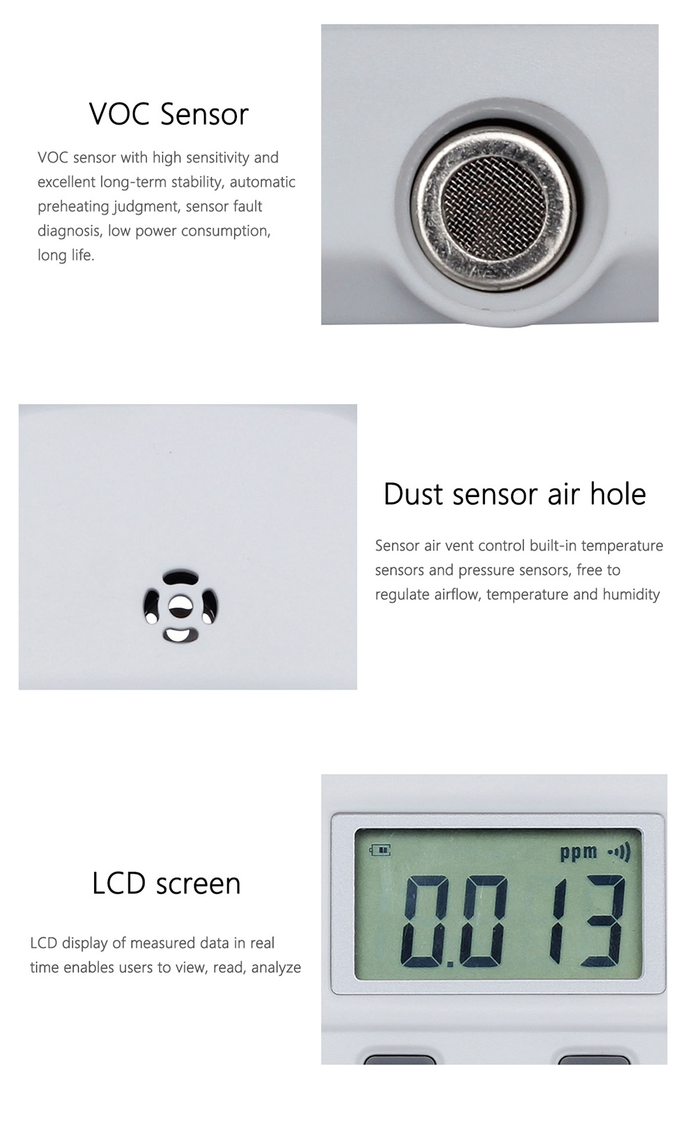 BSIDE EET100 Air Quality Monitoring Tester VOC Formaldehyde PM2.5 Temperature Humidity Detector