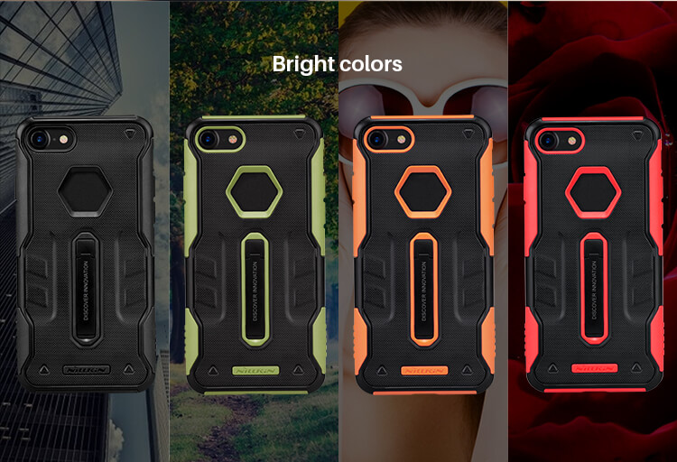 Black iPhone7 TPU Case Nillkin Defendor 4 Bracket Holder Shockproof Back Cover
