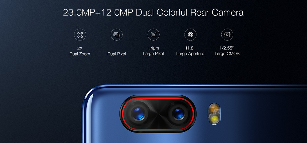 ZTE Nubia Z17 5.5 Inch 4G LTE Smartphone 6GB 64GB Dual Rear Cam 12.0MP+23.0MP Snapdragon 835 Octa Core Android 7.1 NFC Fast Charge QC4+ Bass Sound - Black