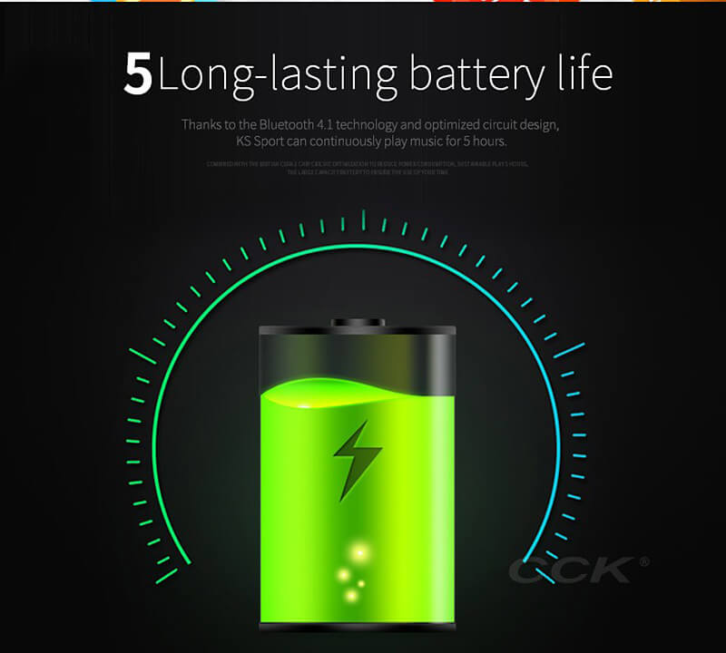 CCK KS Wireless Bluetooth V4.1 Stereo Headphone Sport Sweatproof In-ear Earphone with Mic - Red