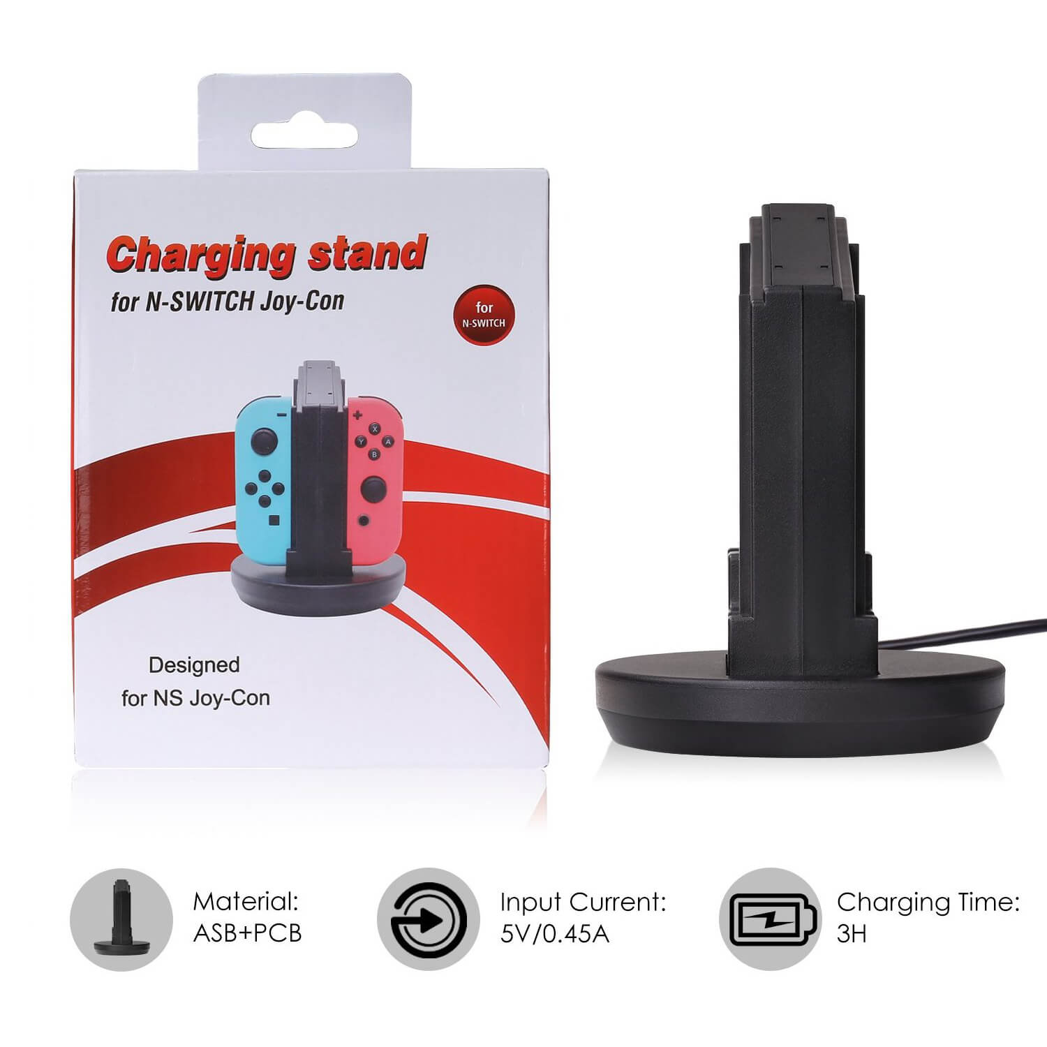 ACGAM 4 Controllers Charging Dock Desktop Charger for Nintendo Switch Joy-Con - Black