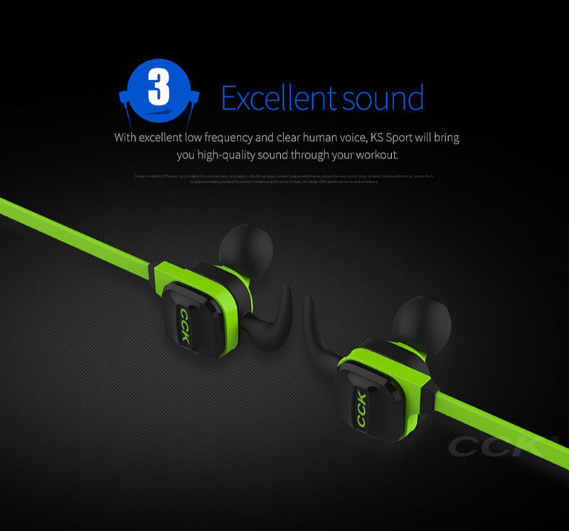 CCK KS Wireless Bluetooth V4.1 Stereo Headphone Sport Sweatproof In-ear Earphone with Mic - Red