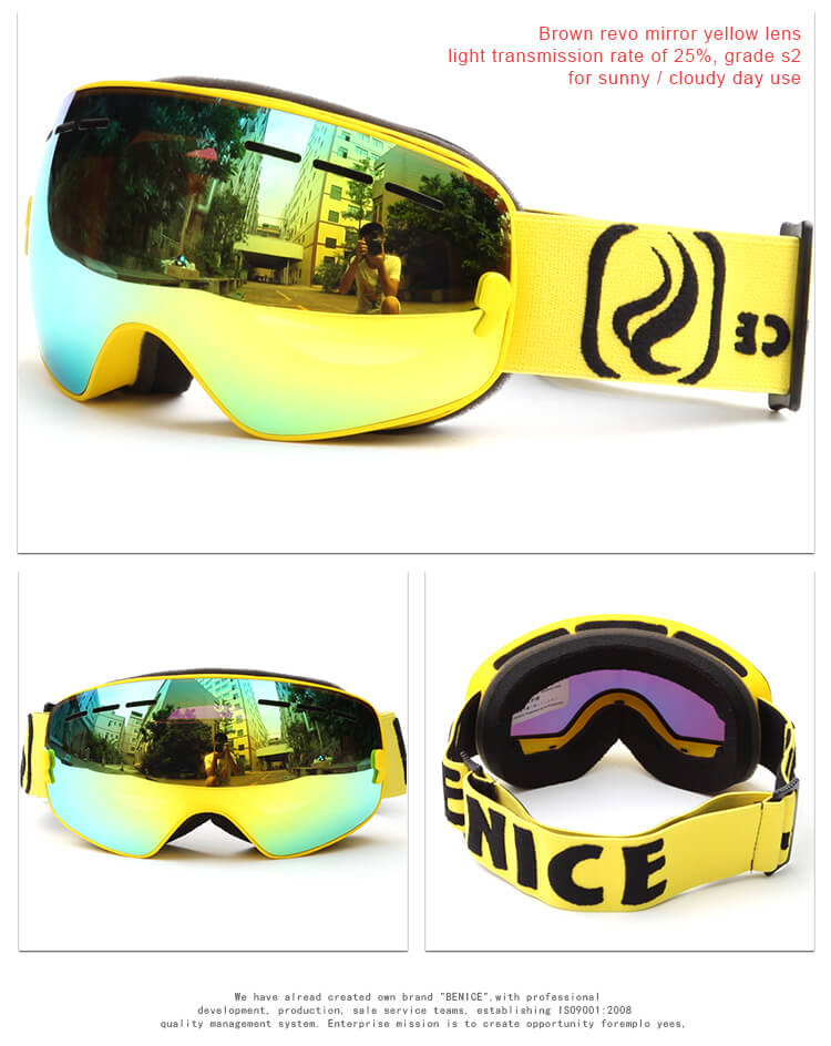 BENICE 3107 Ski Goggles Double Lens Anti-fog Windproof UV400 Adult Eyewear Winter Outdoor Sports Protective Glasses - Silver