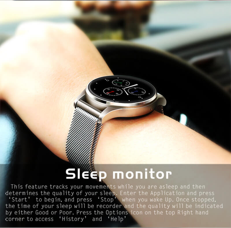 K88 Smart Watch Bluetooth Heart Rate Monitor MTK2502 Siri Function Gesture Control Compatible with iOS Andriod - Black