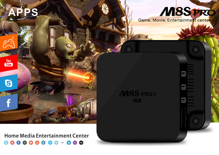 M8S PRO Android 6.0 RK3229 4K TV BOX 8GB ROM 802.11 b/g/n WIFI LAN KODI DLNA EU Plug