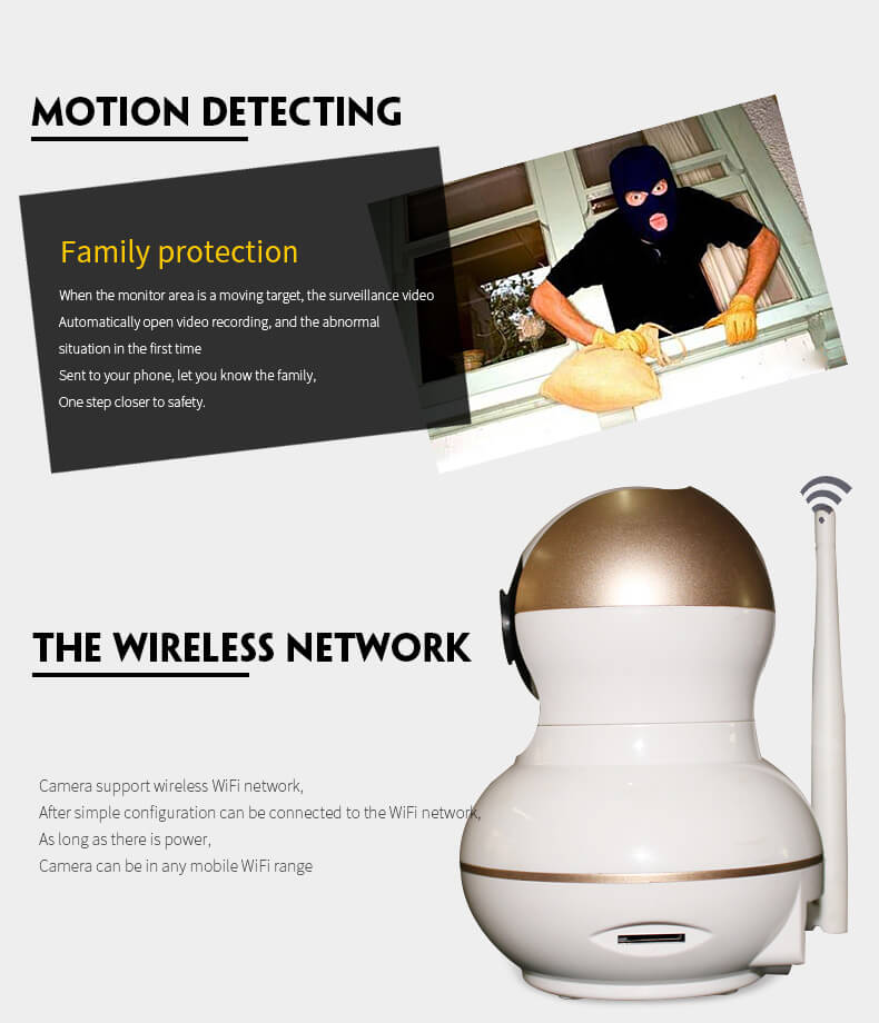 E3 720P WiFi IP Camera Built-in IR-cut 1/4 inch CMOS Night Vision P2P Dynamic Stream Motion Detection Security Camera -White
