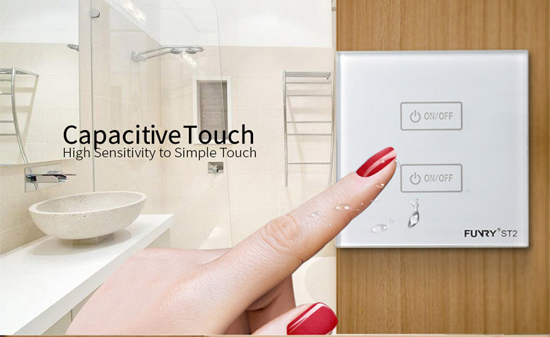 FUNRY 2R Touch Switch Wireless Panel Remote Control Light Controller -Black