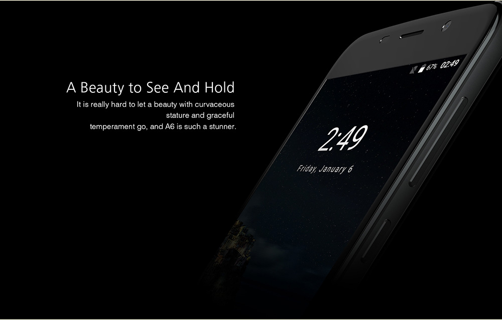 UHANS A6 5.5 Inch HD Screen Smartphone 2GB 16GB 8.0MP Cam MT6580 Android 7.0 Touch ID 4150mAh Battery - Black