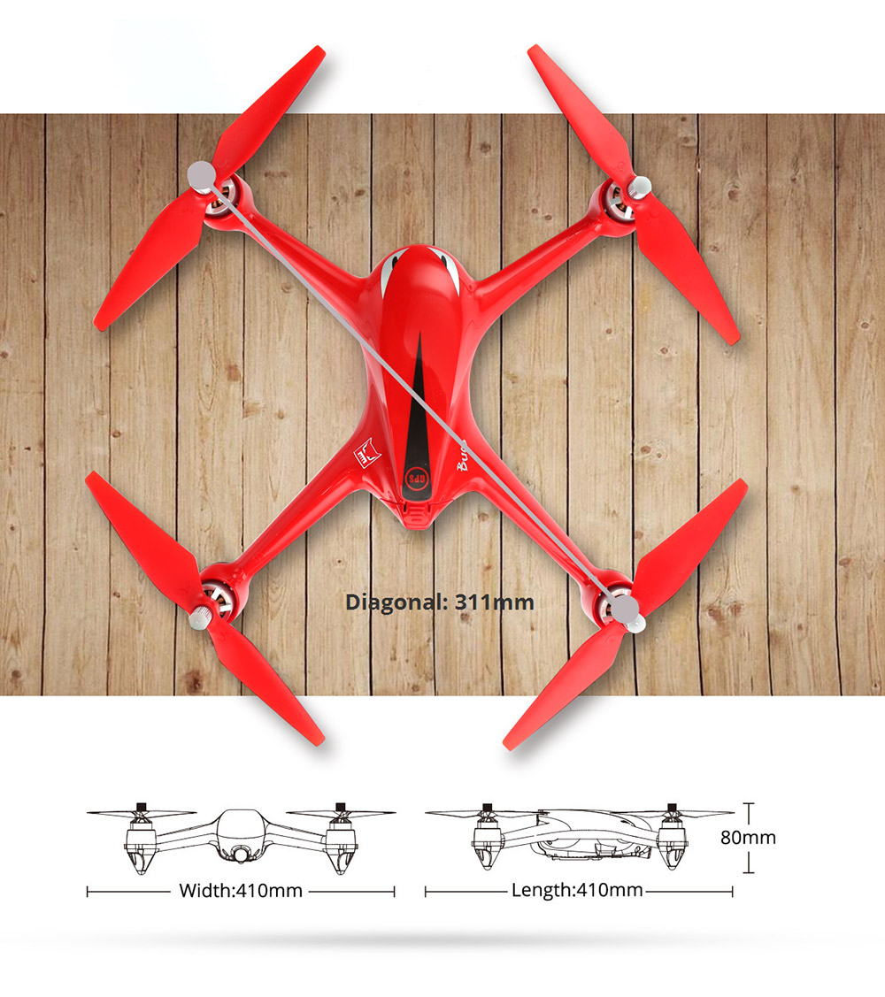 MJX Bugs 2 B2W WIFI FPV Brushless With HD 1080P Camera GPS RC Quadcopter RTF - Red