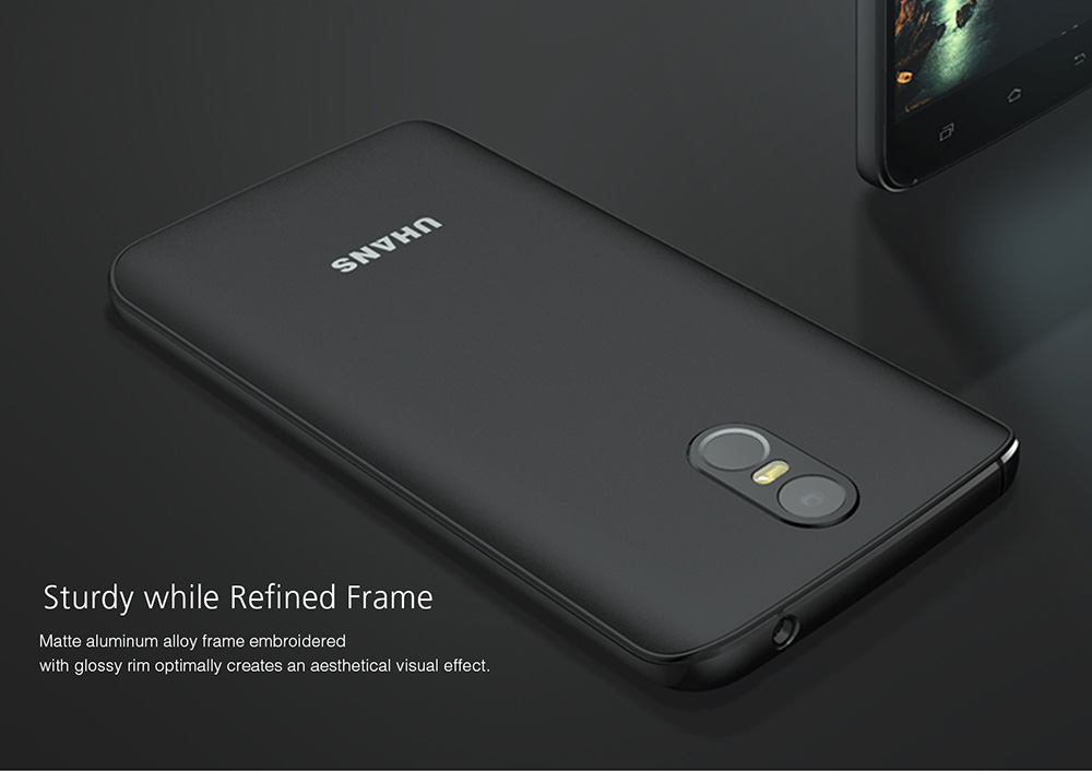 UHANS A6 5.5 Inch HD Screen Smartphone 2GB 16GB 8.0MP Cam MT6580 Android 7.0 Touch ID 4150mAh Battery - Black