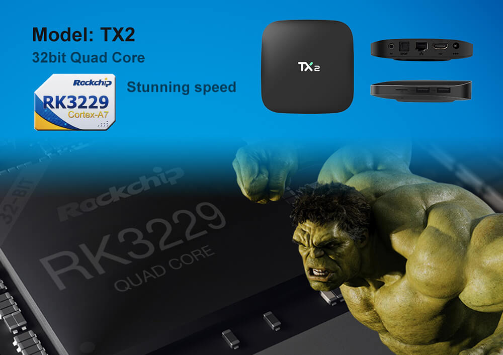 Tanix TX2-R2 RK3229 2GB/16GB KODI 4K UHD TV BOX Android 802.11 b/g/n WIFI LAN Bluetooth HDMI 2.0
