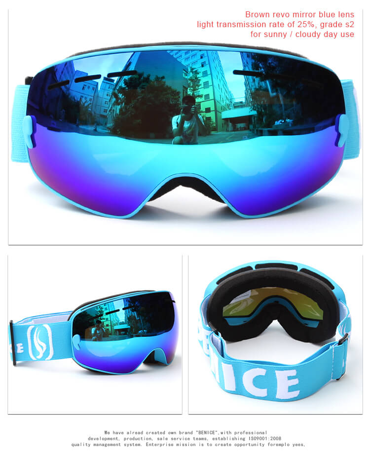 BENICE 3107 Ski Goggles Double Lens Anti-fog Windproof UV400 Adult Eyewear Winter Outdoor Sports Protective Glasses - Silver