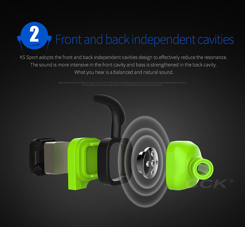 CCK KS Wireless Bluetooth V4.1 Stereo Headphone Sport Sweatproof In-ear Earphone with Mic - Red