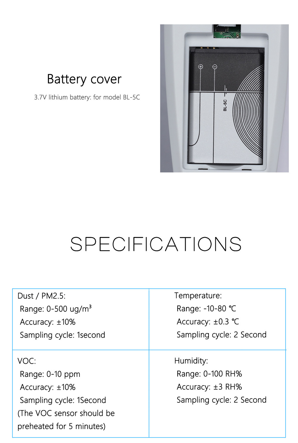 BSIDE EET100 Air Quality Monitoring Tester VOC Formaldehyde PM2.5 Temperature Humidity Detector