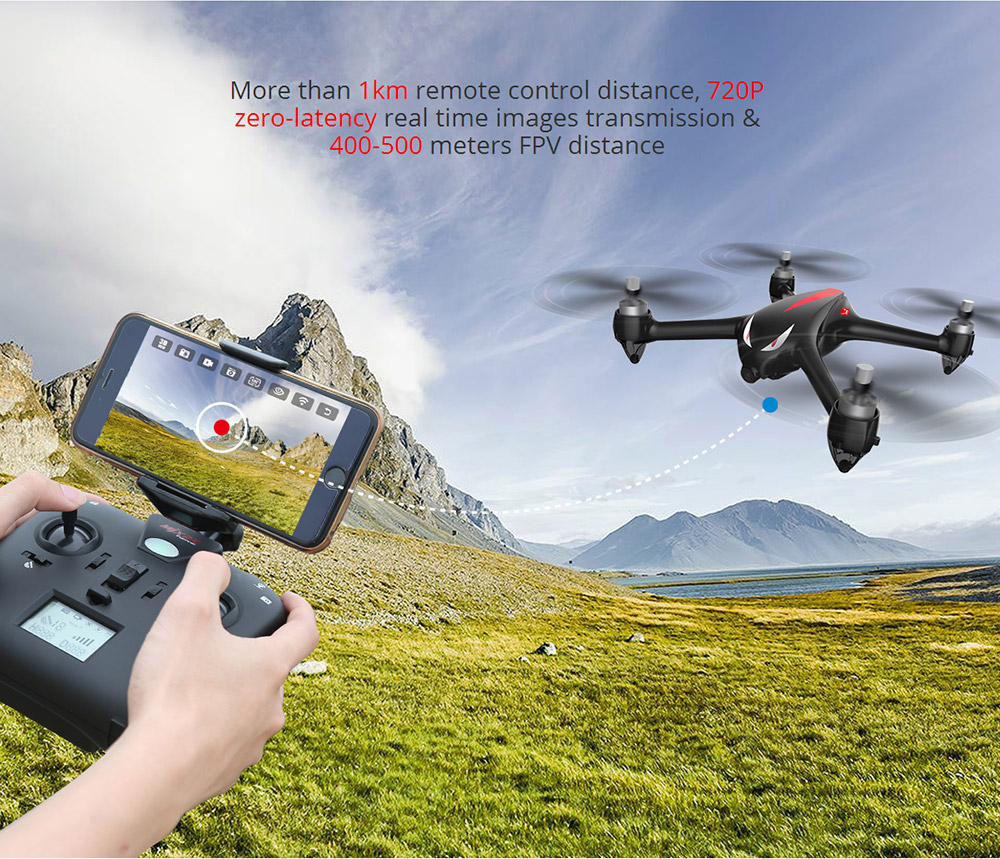 MJX Bugs 2 B2W WIFI FPV Brushless With HD 1080P Camera GPS RC Quadcopter RTF - Red