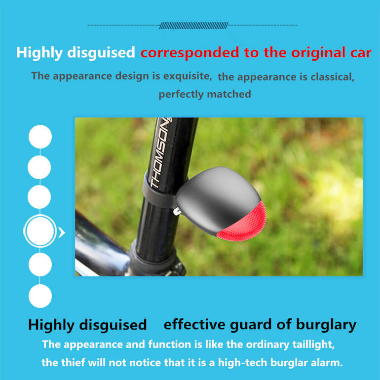 K9 Bike Tail Light WiF + GPS Locator Tracker Section Vibration Phone Alarm Anti-theft Anti-lost - Black