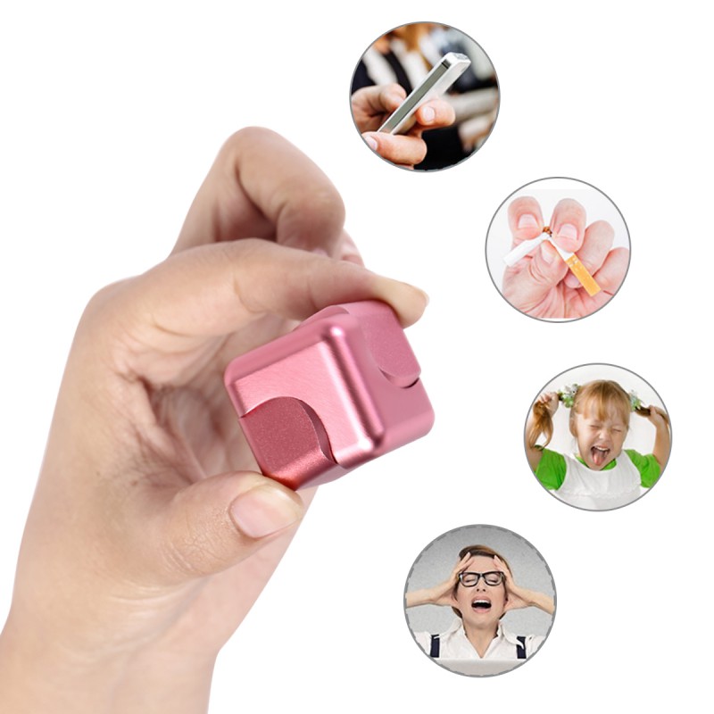 Fidget Cube Aluminum Alloy High-speed CNC Carved Magic Cube Stress Reliever Focus Gift Toys - Blue