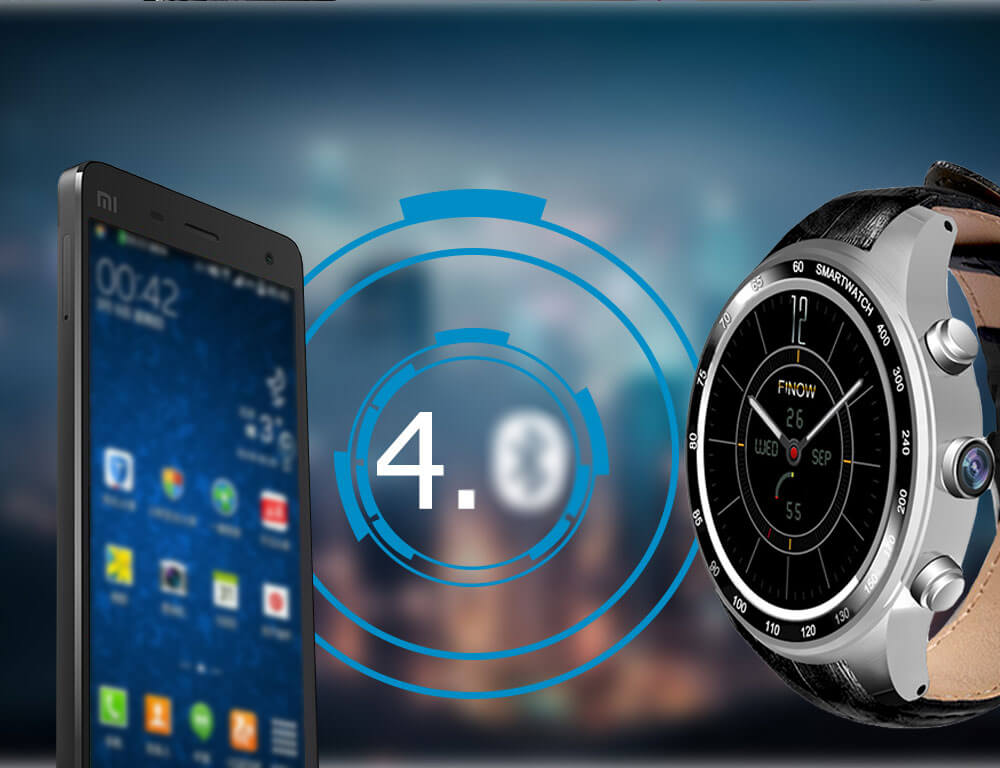 Finow Q7 Smart Watch Phone MTK6572 1.3" IPS Display Android 5.1 Quad Core 512MB+4GB Heart Rate Monitor Pedometer Wifi GPS Bluetooth - Black
