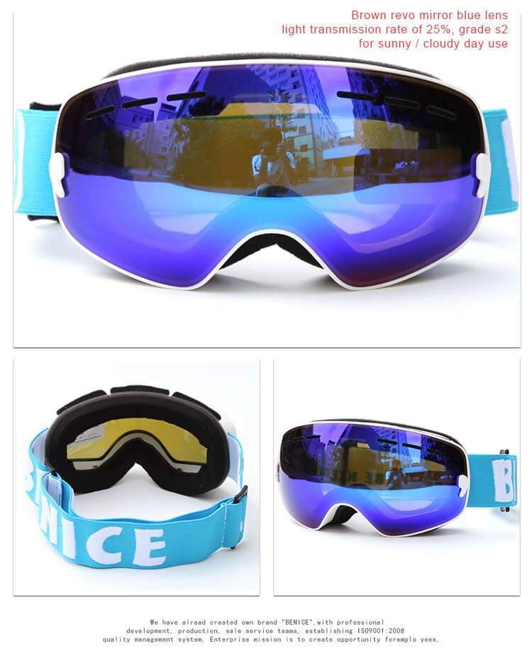 BENICE 3107 Ski Goggles Double Lens Anti-fog Windproof UV400 Adult Eyewear Winter Outdoor Sports Protective Glasses - Silver