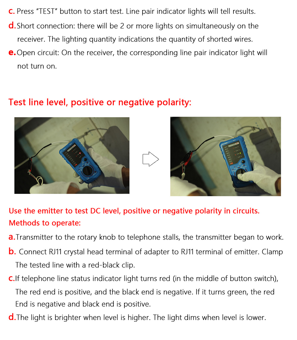 BSIDE FWT11 RJ45 RJ11 Telephone Wire Line Finder Tracker - Blue and Black