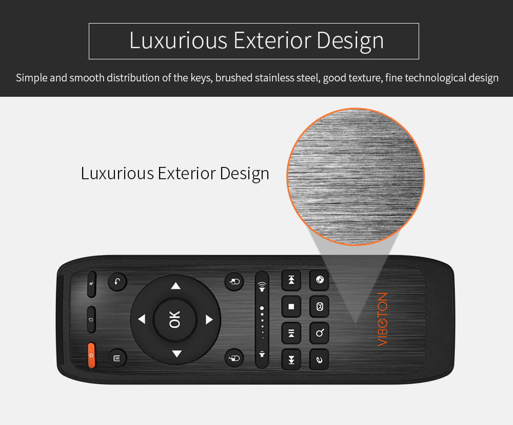 Viboton KB - 91S English Version 2.4GHz Handle Air Mouse Wireless Keyboard - Black