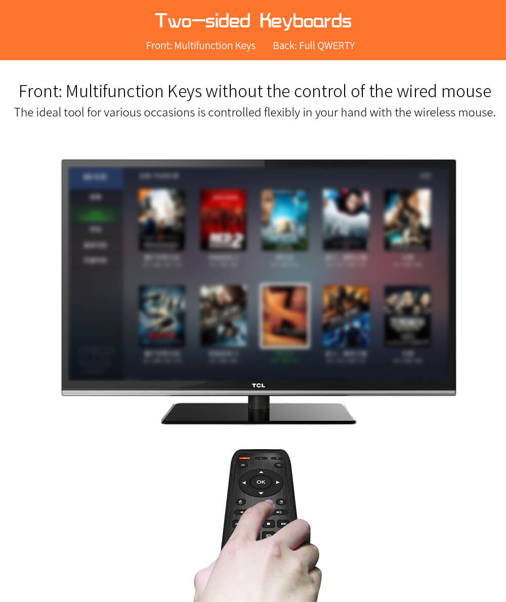 Viboton KB - 91S English Version 2.4GHz Handle Air Mouse Wireless Keyboard - Black