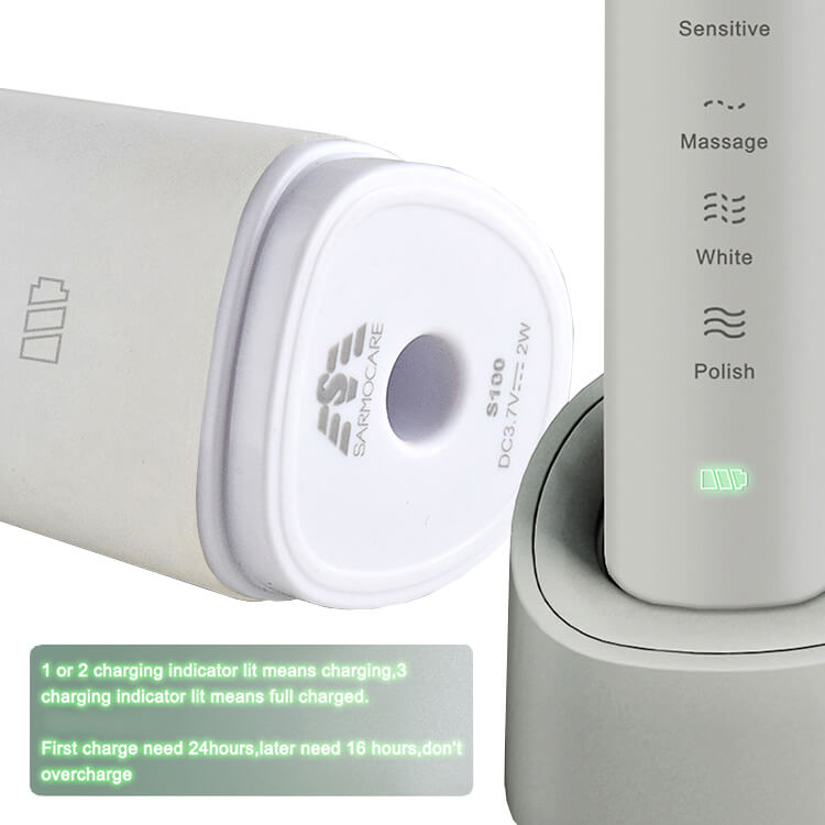 SARMOCARE S100 Ultrasonic Electric Toothbrush 5 Models Wireless Rechargeable IPX7 Waterproof LED Indicator -Black