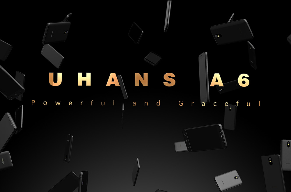 UHANS A6 5.5 Inch HD Screen Smartphone 2GB 16GB 8.0MP Cam MT6580 Android 7.0 Touch ID 4150mAh Battery - Black