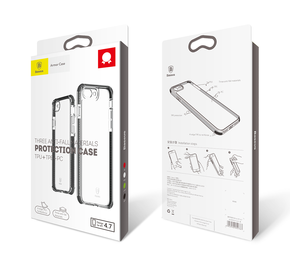 Baseus Armor Case Protection Case Clear Back Cover for iPhone 7 - Red